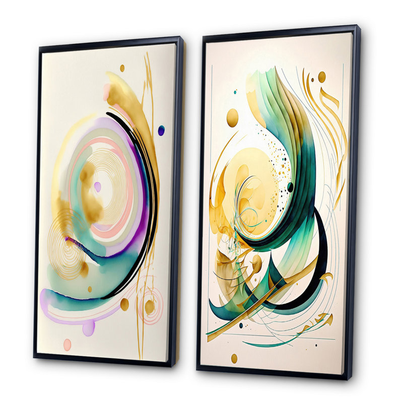«Modern Purple Hint Spiral», 2 pièces sur toile, Cadre noir, H 32 po x l 32 po