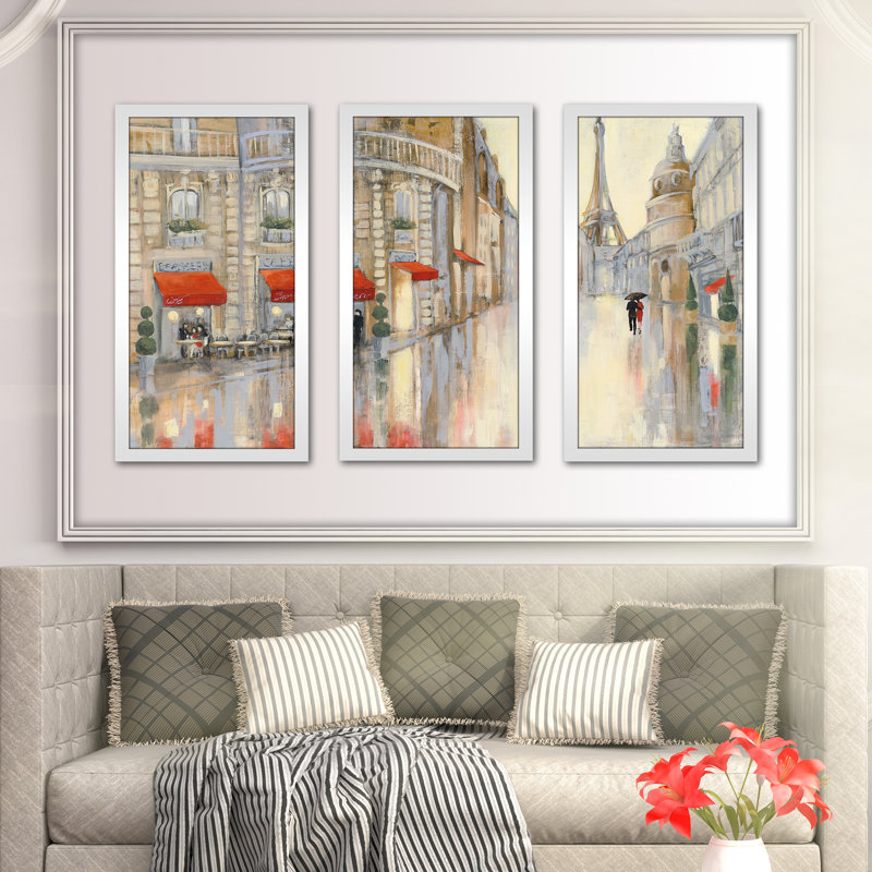 Reproduction d’art encadrée de reproduction d’art à multiples images sur acrylique encadrée « Touring Paris couple »