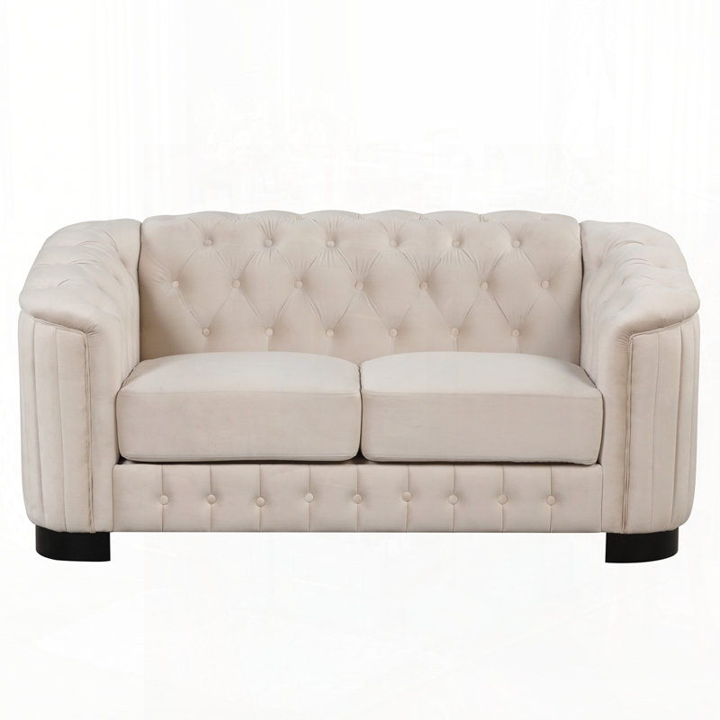 Canapé confortable en velours avec design moderne pour divers espaces, Beige