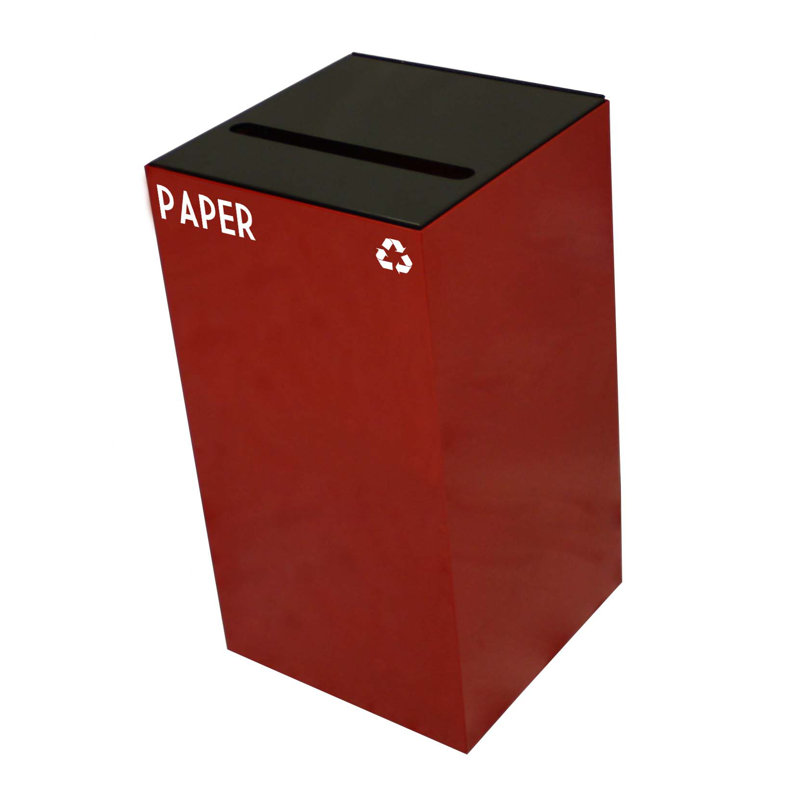 Poubelle de recyclage Geocube 24 gallons, Rouge écarlate, Fente à papier, 32 gallons