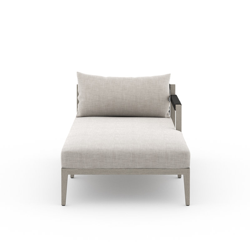 Sherwood Outdoor Chaise Lounge, Weathered Gray/Dark Gray, Fiqa Cream Boucle