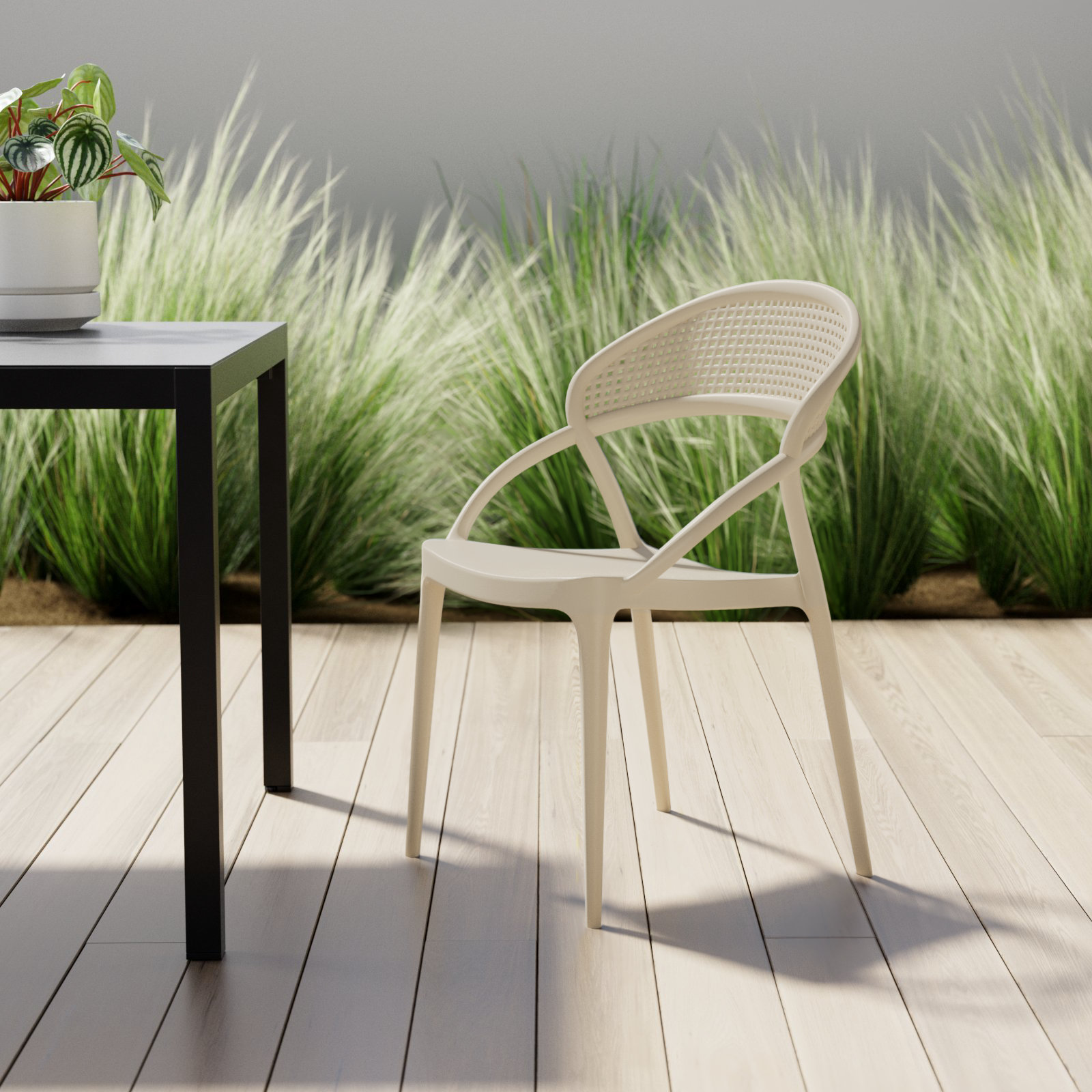 Farrah Stackable Patio Armchair, Dove Gray