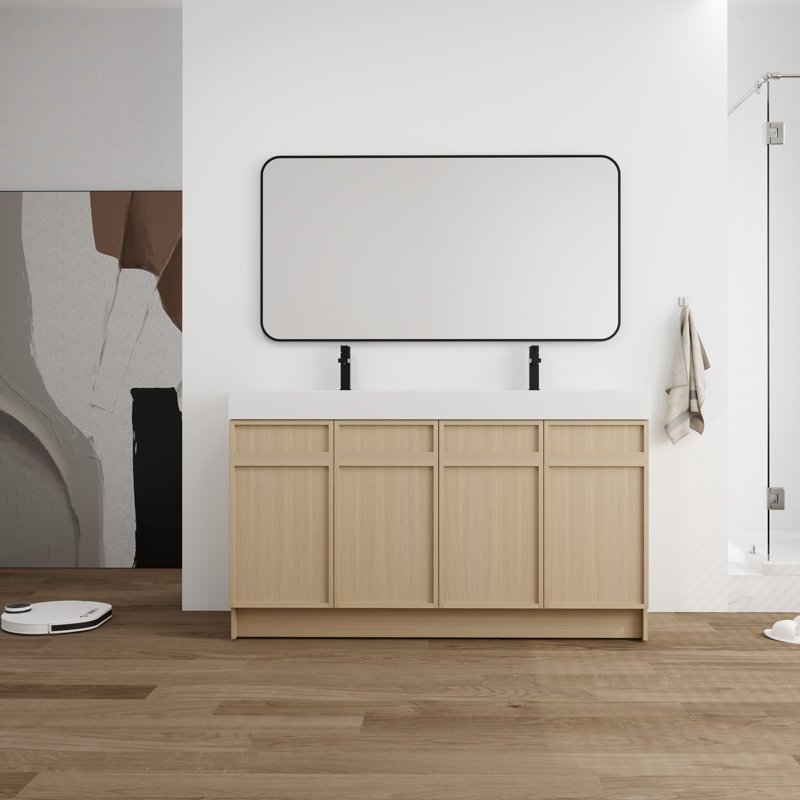 Meuble-lavabo double 60 po avec plateau en résine