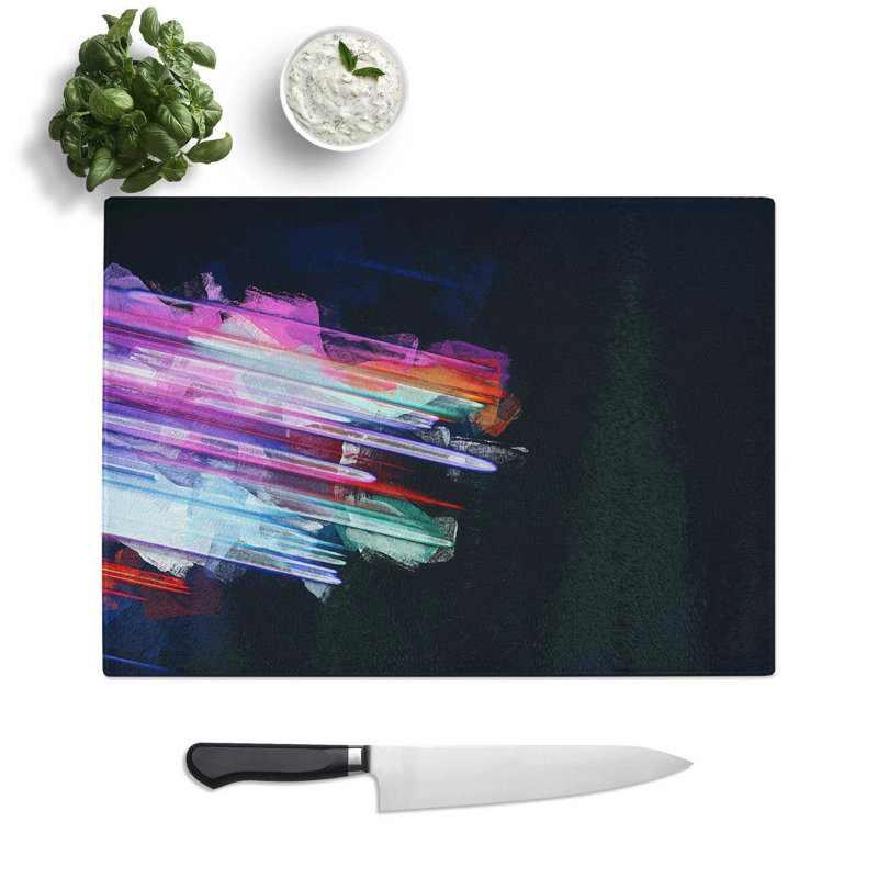 Tempered Glass Speeding Through Chopping Board, 28.5 cm W x 20 cm L