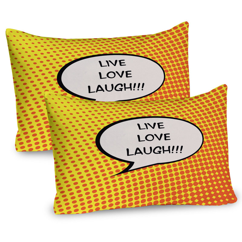 Ensemble de 2 taies décoratives Ambesonne Live Laugh Love 30 po x 20 po orange jaune noir