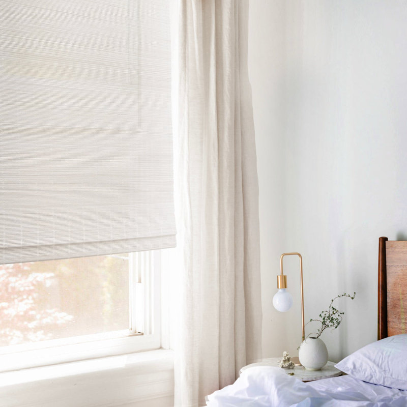 Sheer Bamboo Roman Shade, 36"W x 36"L, White