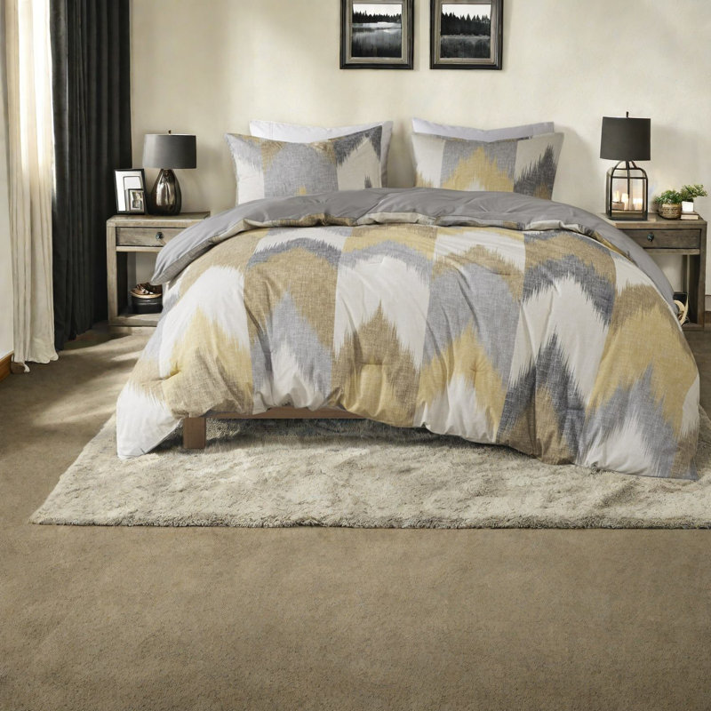 Ensemble de literie moderne très grand / très grand californien, édredon en coton doux avec polyester hypoallergénique, conception élégante à chevrons pour la maison