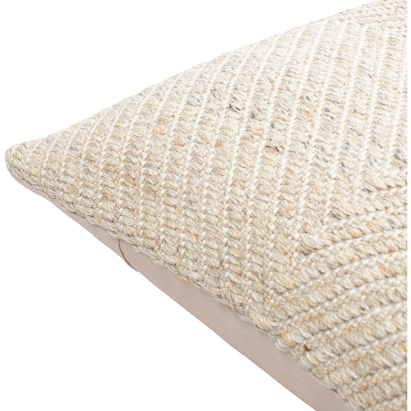 Beige Geometric Recycled PET Yarn Square Throw Pillow