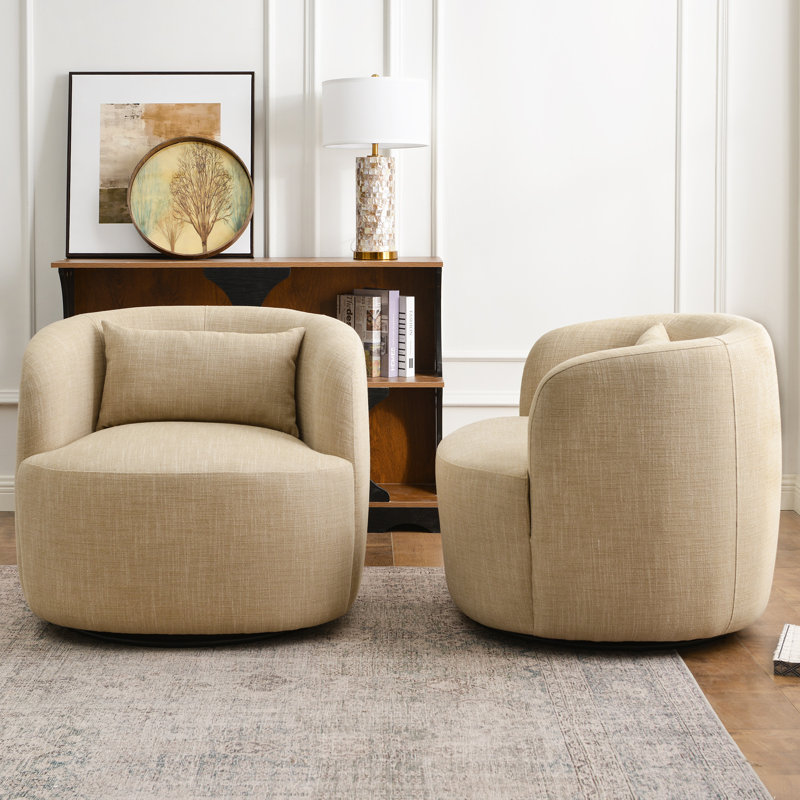 Fauteuil demi-tonneau rotatif 2 pièces, Wheat