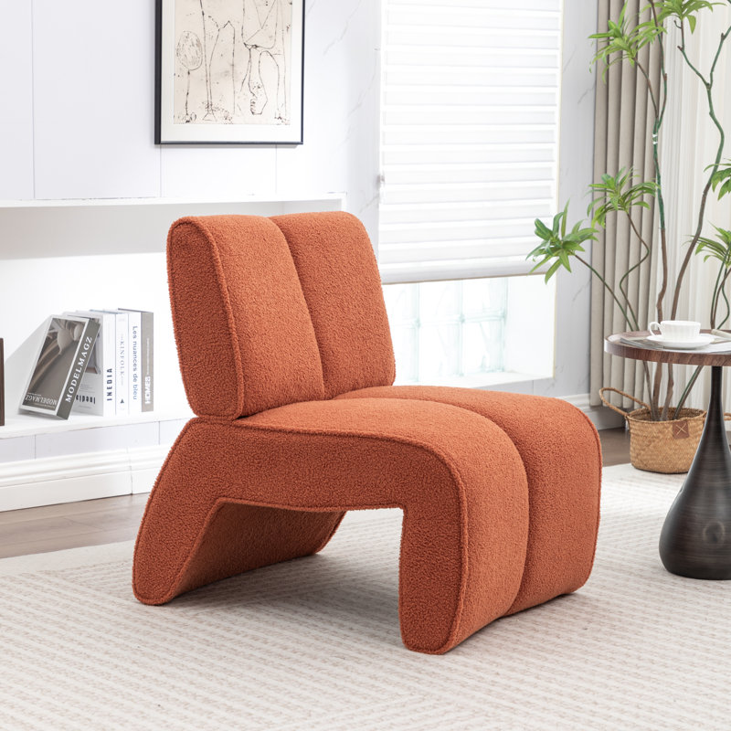 Mathias Upholstered Faux Fur Accent Chair, Orange