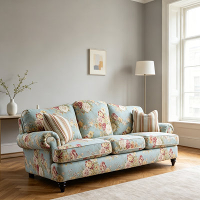 Farmhouse Style Printed Linen Sofa