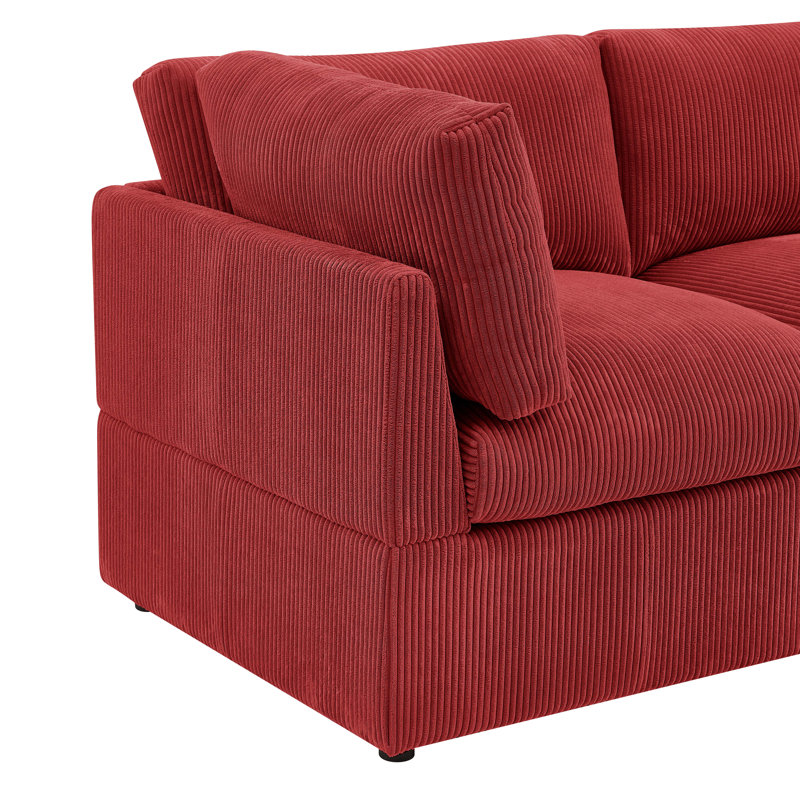 Canapé modulaire Foxbridge, Velours côtelé rouge