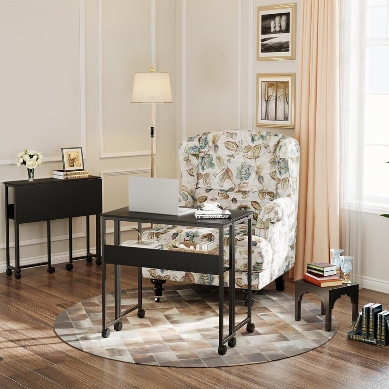 Solid Wood Computer Desk, Black