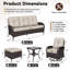 Ensemble de conversation avec canapé en rotin pour 5 personnes avec table d'appoint, 2 fauteuils pivotants, 2 repose-pieds et coussins beiges-923043864