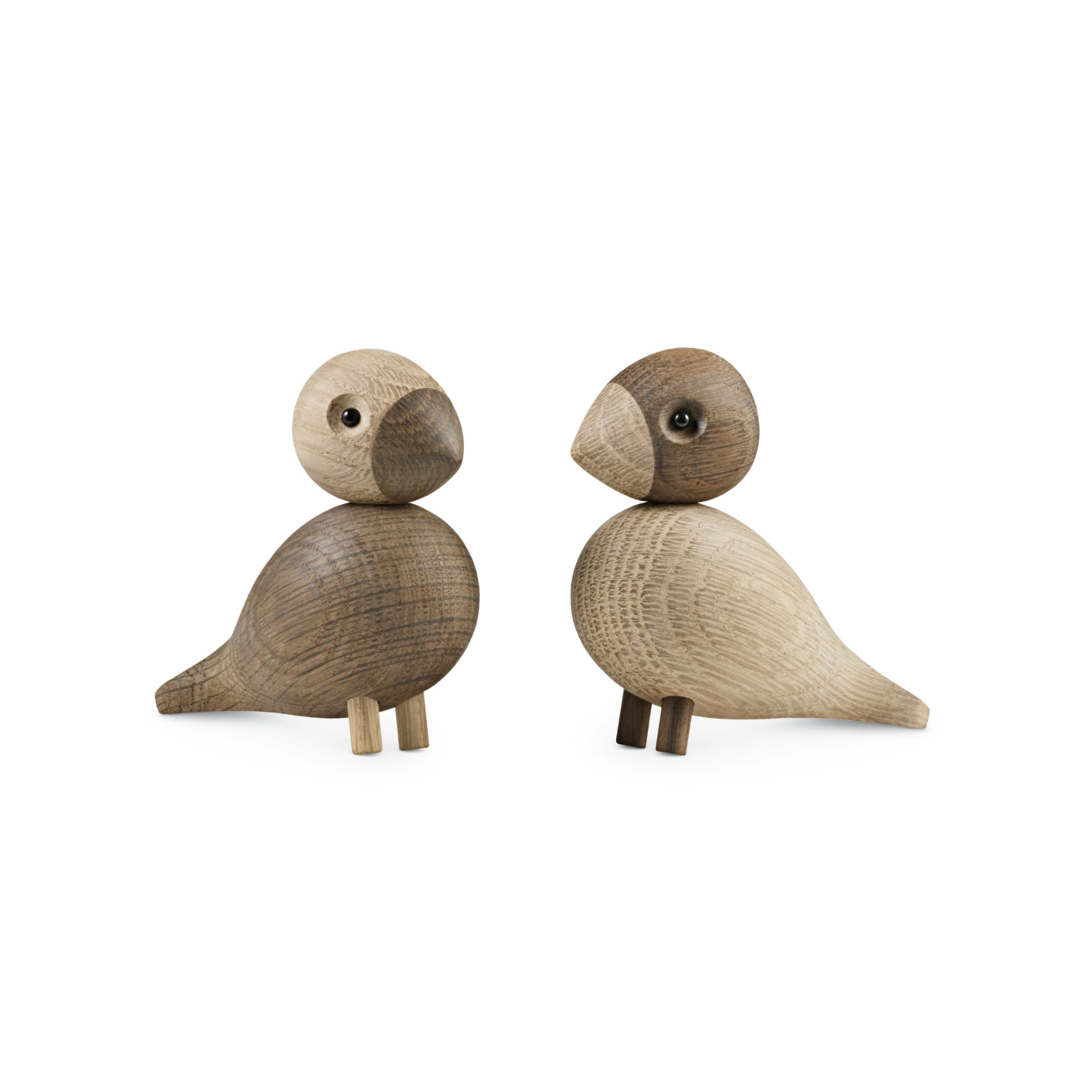 Kay Bojesen Songbird, Oak/Smoked Oak, 2, 3.5" H x 3.7" W x 2" D