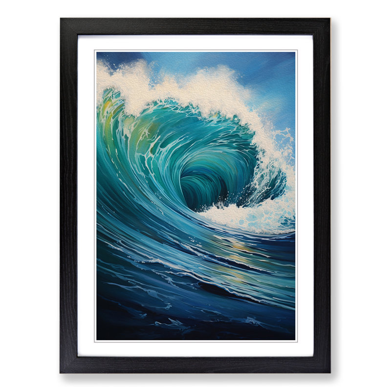 Ocean Modern - Single Picture Frame Print on Wood, Black, 46cm H x 34cm W x 2cm D
