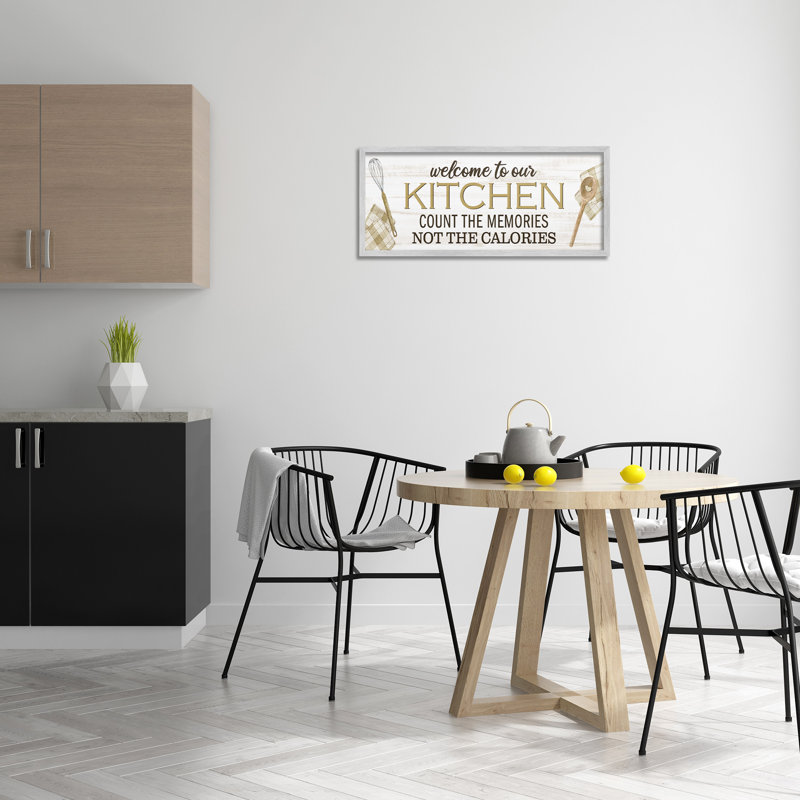Bb-011-Canvas Count Memories Not Calories On Canvas by Kim Allen Print, Grey Frame, 13" H x 30" W x 1.5" D