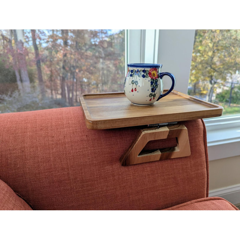 Wood Sofa Armrest Tray, Sofa Tray, Folding Sofa Armrest Tray, Clip-On Sofa Table-For Drinks, Snacks, Phones, And Remotes. (13L X 9W X 4H Inch)
