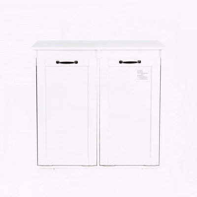 Laundry Cabinet with 2 Removable Liner Bags & Divided Hamper