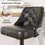 Tabouret de bar rotatif à 360 degrés en faux cuir avec coutures à boutons-116087027