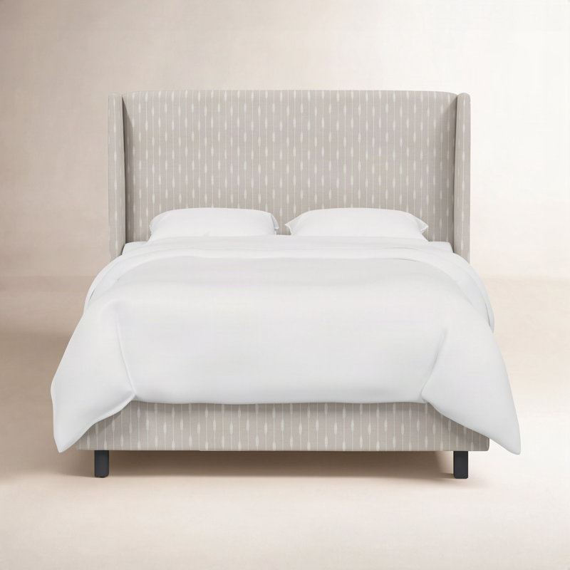 Tilly Upholstered Wingback Bed, Twin, Sprint Stripe Grey