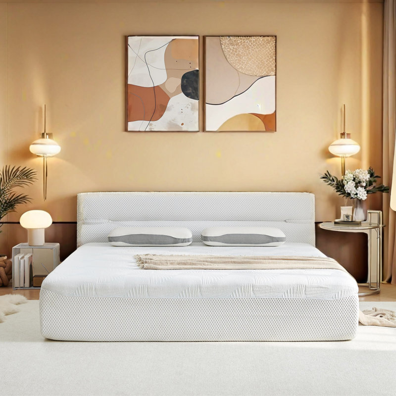 Cadre de lit double de 15 pouces avec matelas, aucun assemblage requis pour le salon, Lit double