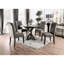 Chaises de salle à manger de style rustique, bois massif avec tissu semblable au lin, boutons, chaises à dossier noir / gris antique, noir / gris-1490798324