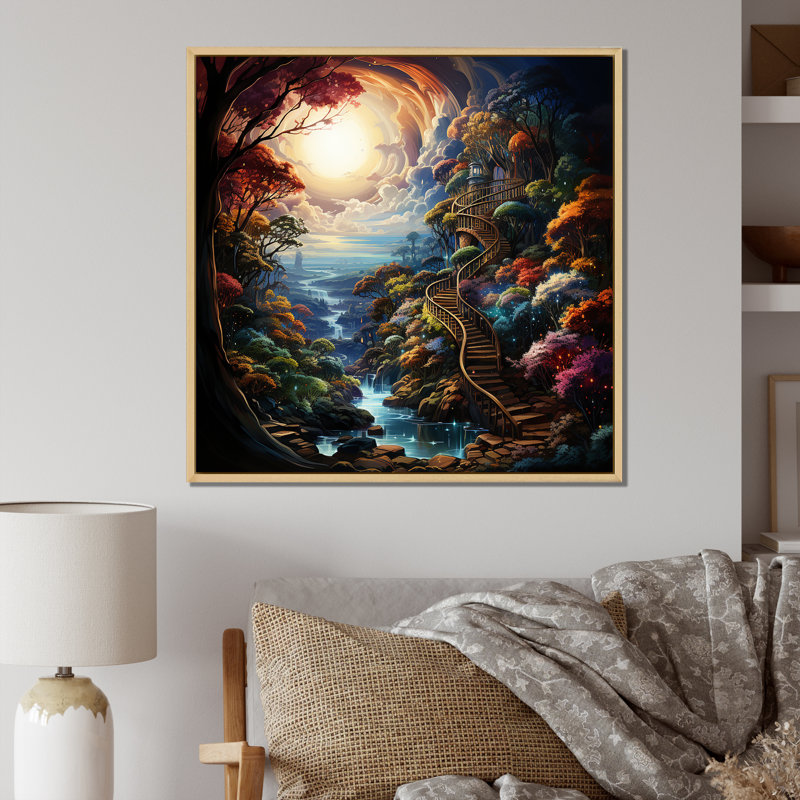 «Full Moon Magic Mythical Dreamscapes» sur toile, Cadre flottant brun, H 16 po x l 16 po x P 1 po