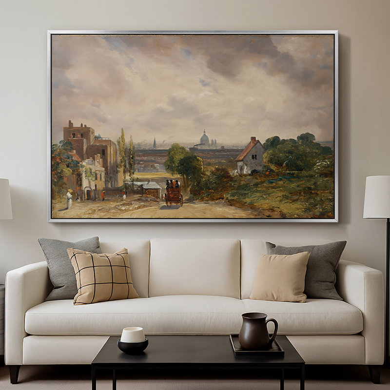 La maison de sir Richard Steele, Hampstead, v. 1832 - John Constable, toile tendue avec châssis encadrée, 26 x 40, Argent
