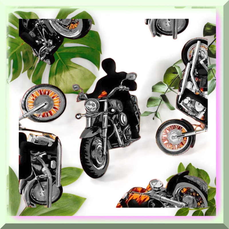 Motorcycle Printed Fabric Wide 1 Yard