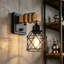 Ensemble de 2 appliques murales de style campagnard en bois et métal noir, luminaires muraux industriels rétro câblés avec douille E26 pour le couloir de la salle de bain