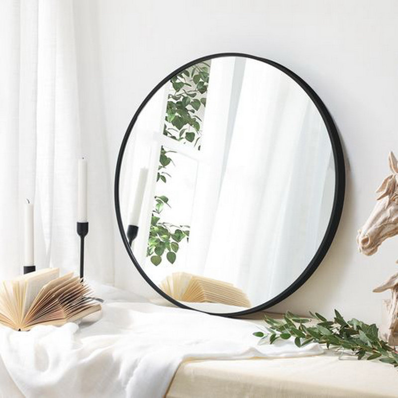 Alexei Flat Mirror, Black, 50.50cm H x 50.50cm W x 4cm D
