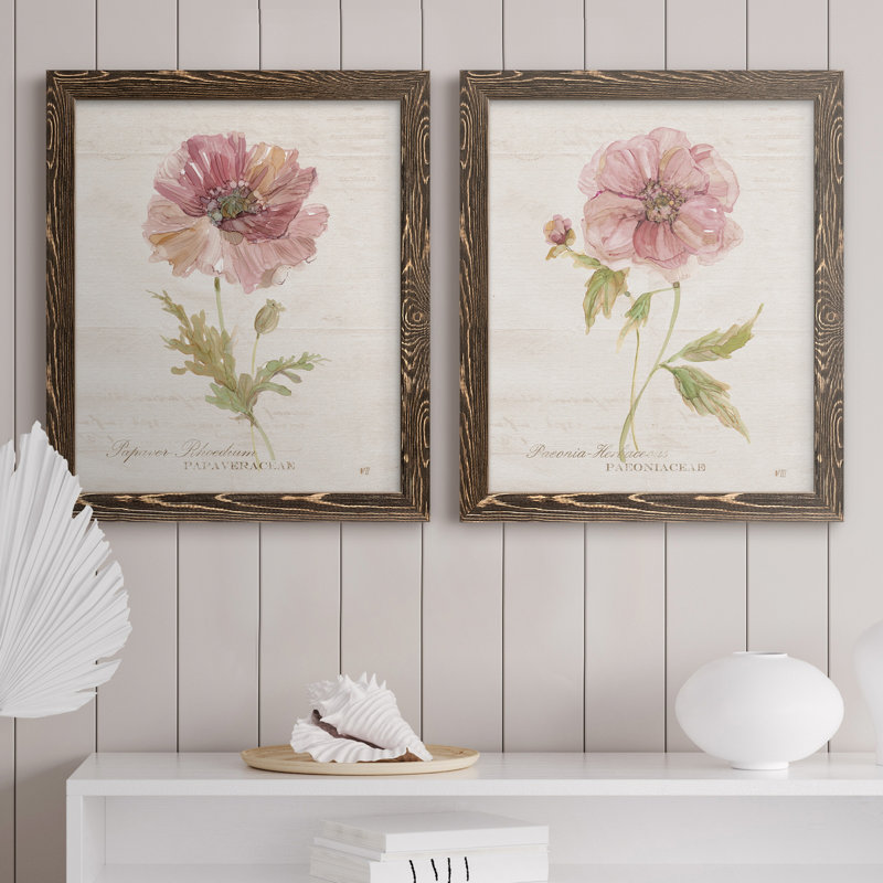 «Soft Poppy», ensemble de reproduction d'art sur toile, Encadré de bois de noyer, H 31,5 po x l 47 po x P 1,5 po
