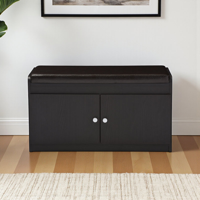 Amezcua Faux Leather Upholstered Storage Bench in Espresso Finish, 16.97'' H X 31.2'' W X 14.04'' D, Espresso