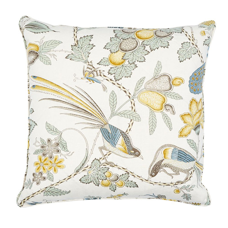 Campagne Pillow, Cadet/Citron, 22" x 22"