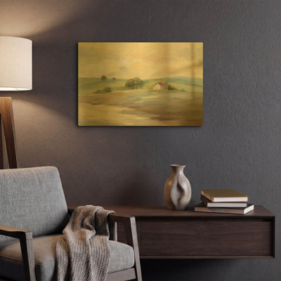 « Chemin vers la ferme », œuvre murale en métal doré de Silvia Vassileva, 61 x 41 cm