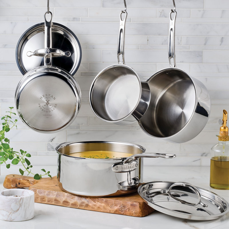 Hestan Probond Luxe 3-Quart Polished Professional Clad Stainless Steel Soup Pot And Steamer Insert Set