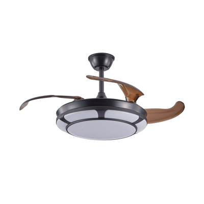 Retractable Ceiling Fan With Light, Modern Led Chandelier Fan With Remote Control, 6 Speed Adjustable Blades, Quiet Dc Motor, Dimmable Lighting For Living Room, Bedroom, Dining Room