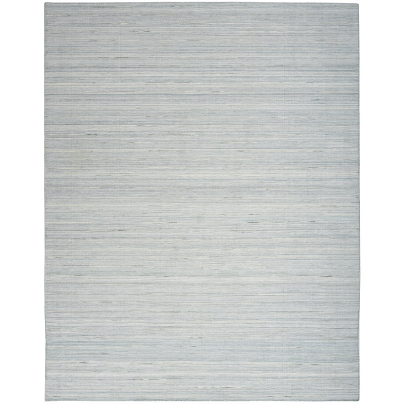 Anerinda Solid Hand Loomed Wool/Cotton Area Rug in Light Blue, Rectangle 8' x 10'
