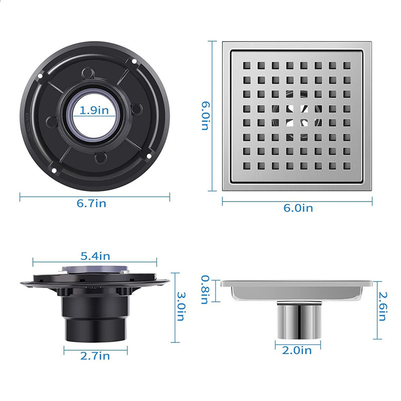 Tuile dans le drain de douche, Brossé