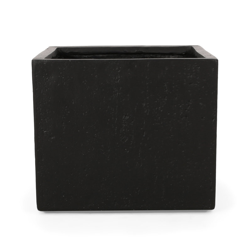 Large Square Outdoor Planter - 21.5"X21.5"X18.54", Black, Graceful Magnesium Oxide Classic