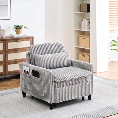Grey Corduroy With Comfortable Sitting For Small Apartment Bedroom, One - Seat, Soft Sponge Filling, Solid Wood Frame, 68.33 Pounds Seat Spaces, And Relaxing Sitting, ,