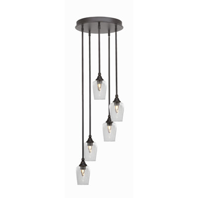 Empire 5 Light Stem Hung Cluster Pendalier Shown With 5" Glass