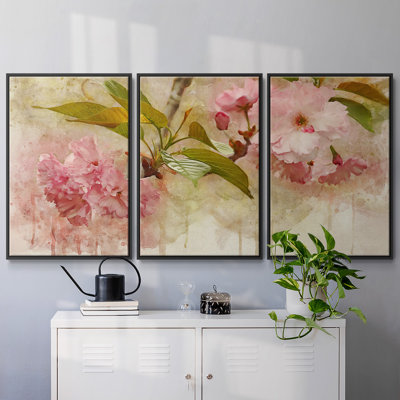 «Blossom Elegance II», reproduction de cadre flottant sur toile 3 pièces