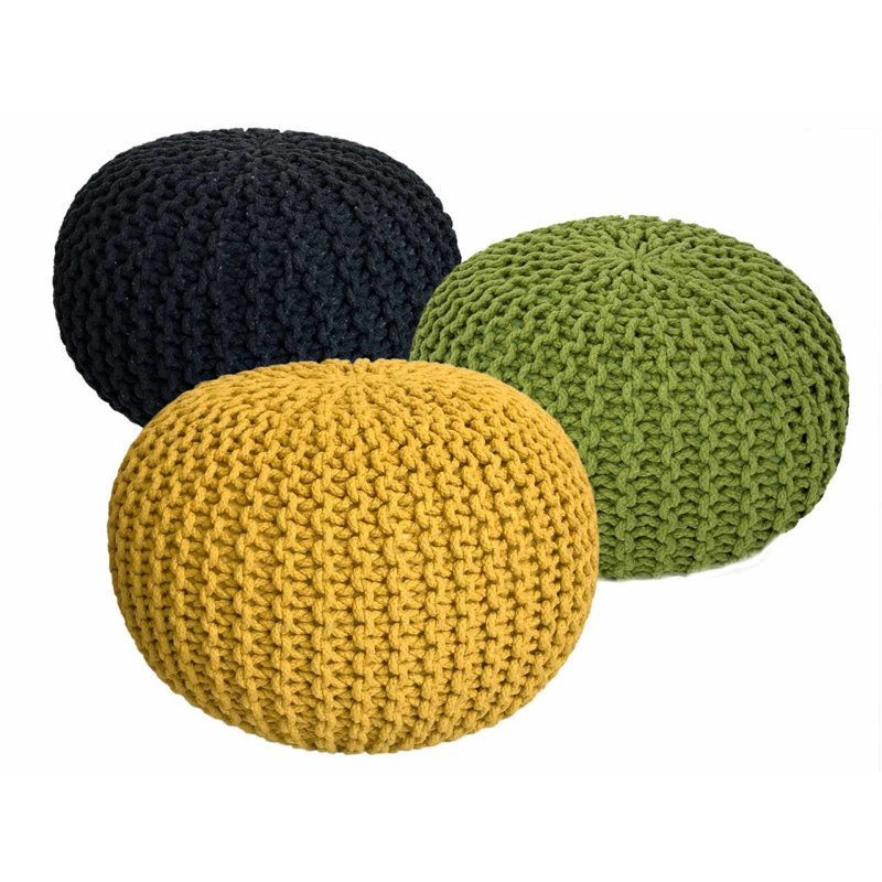 Iyana 55cm Wide Pouf Ottoman, Black/Green/Yellow