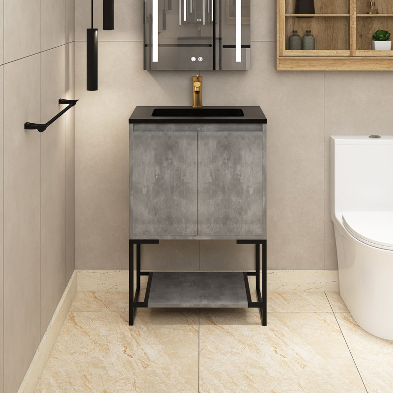Meuble-lavabo simple 23,6 po avec plateau en quartz Seleni