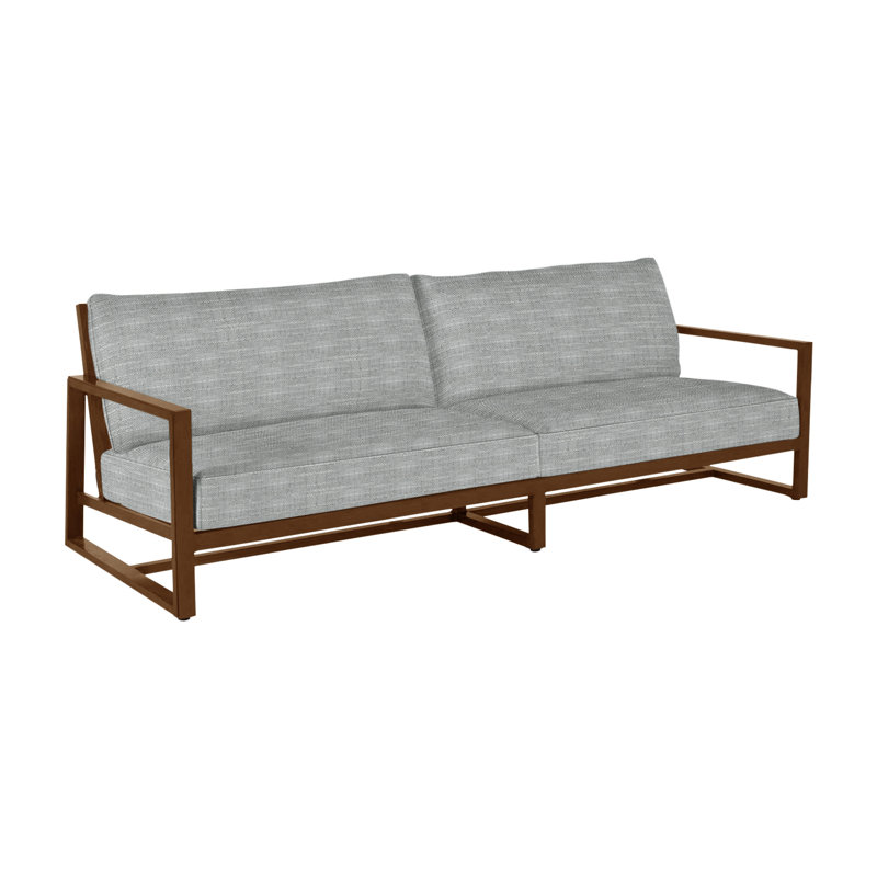 Avondale Aluminum Sofa - Oak, No Welt, Cabana Stripe Midnight, Oak