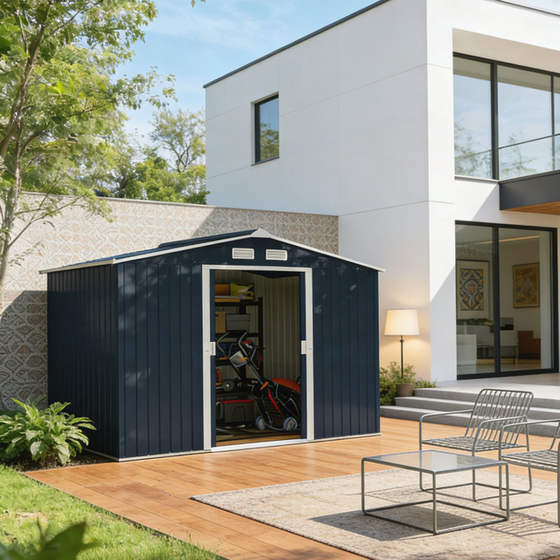 Spacious Outdoor Storage Metal Shed with Good Ventilation and Weather-Resistant Design for Secure Garden Storage, Dark Gray