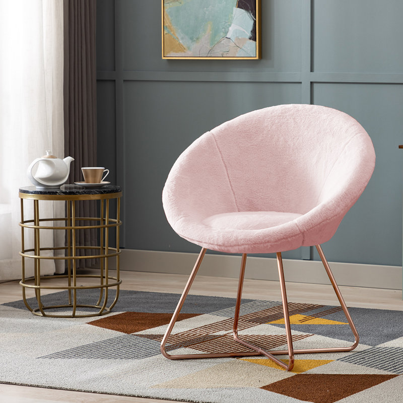 Upholstered Barrel Chair, Salmon Pink