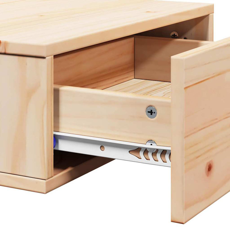 Bedside Table Wax 42 X 32.5 X 40 Cm Solid Pine Wood, Brown
